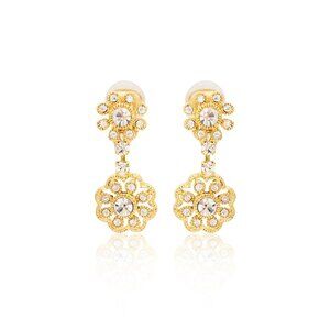 Kenneth Jay Lane, Jet or Clear Flower Cluster Clip Earrings